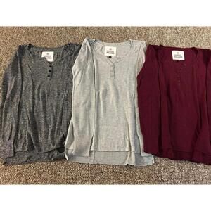 womens Henley Tops - Set of 3, Size Small